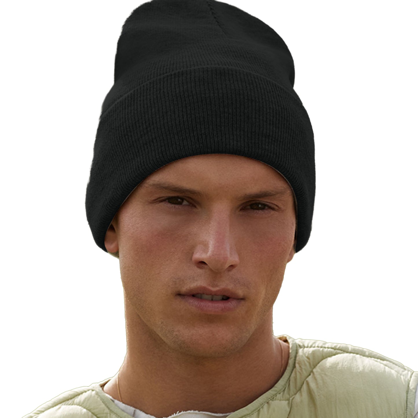 Black - Back - Beechfield Unisex Adult Original Recycled Deep Cuffed Beanie