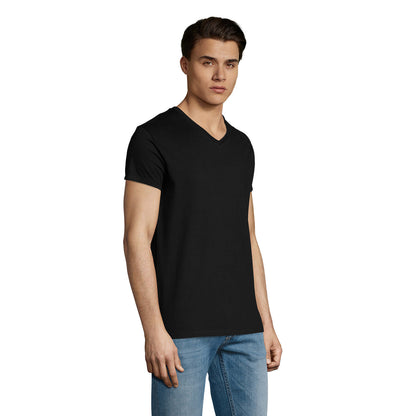 Deep Black - Close up - SOLS Mens Imperial V Neck T-Shirt