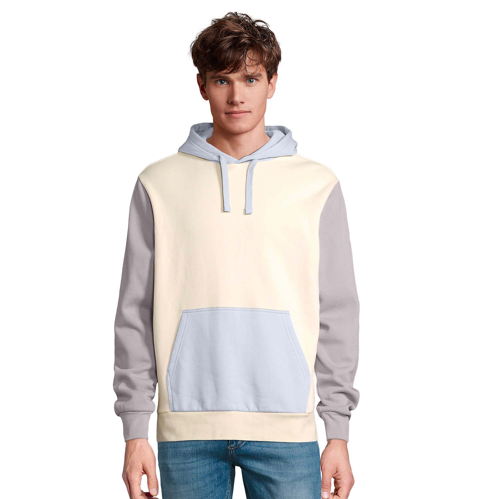 Natural - Side - SOLS Unisex Adult Collins Contrast Organic Hoodie
