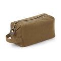 Desert Sand - Front - Quadra Heritage Leather Trim Toiletry Bag