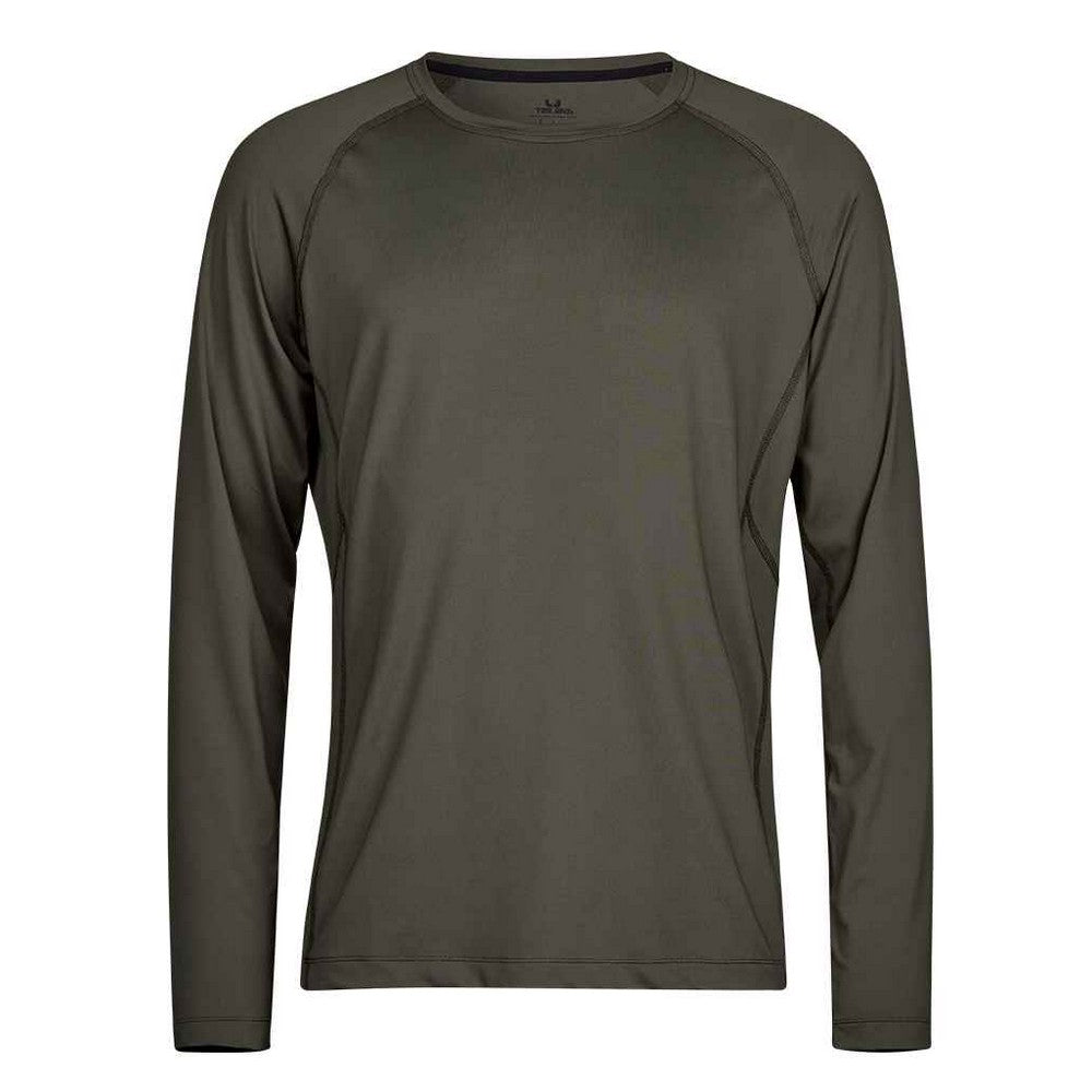 Black Melange - Front - Tee Jays Mens CoolDry Long-Sleeved T-Shirt