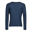 Navy Melange - Front - Tee Jays Mens CoolDry Long-Sleeved T-Shirt