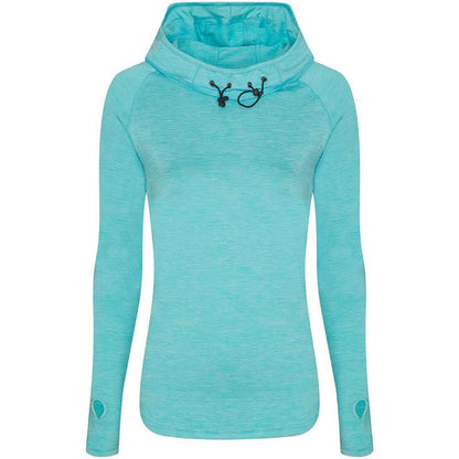 Ocean Blue Melange - Front - AWDis Cool Womens-Ladies Cowl Neck Top