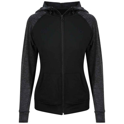 Black-Black Slate - Front - AWDis Cool Womens-Ladies Zoodie Contrast Full Zip Hoodie