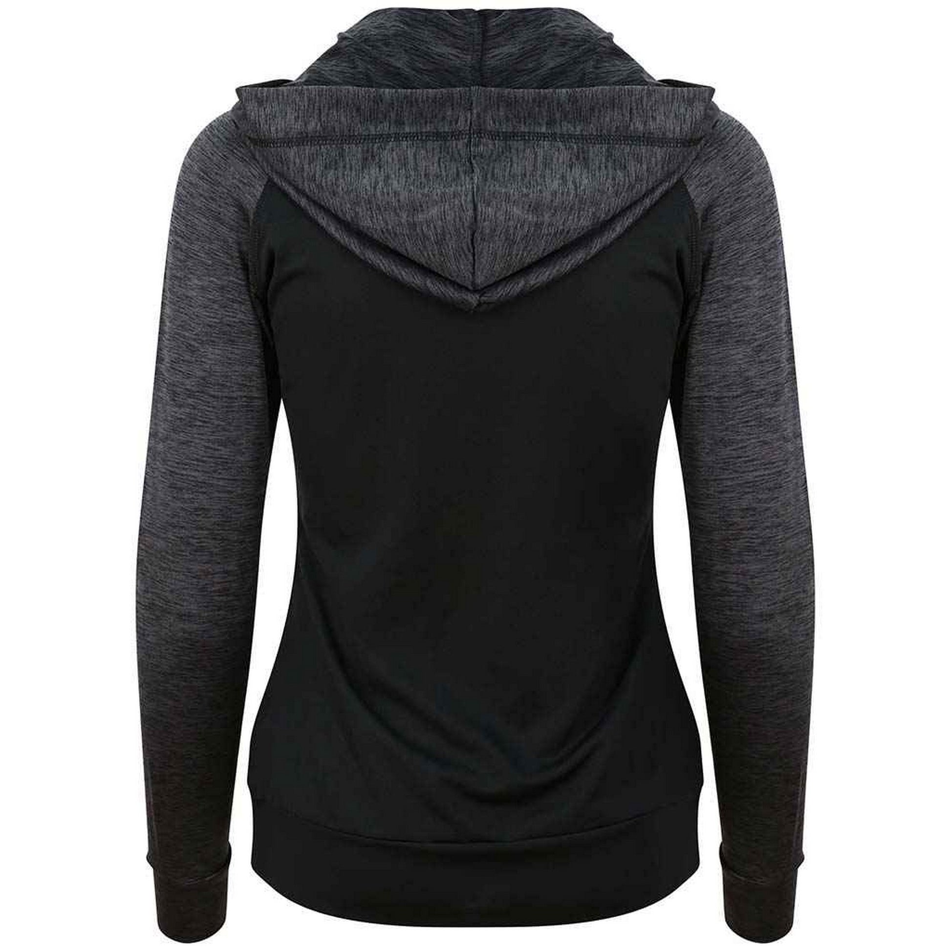 Black-Black Slate - Back - AWDis Cool Womens-Ladies Zoodie Contrast Full Zip Hoodie