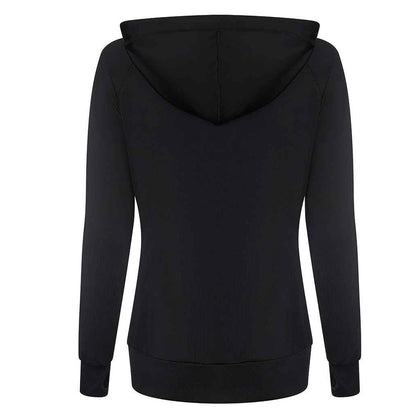 Jet Black - Back - AWDis Cool Womens-Ladies Zoodie Contrast Full Zip Hoodie