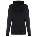 Jet Black - Front - AWDis Cool Womens-Ladies Zoodie Contrast Full Zip Hoodie