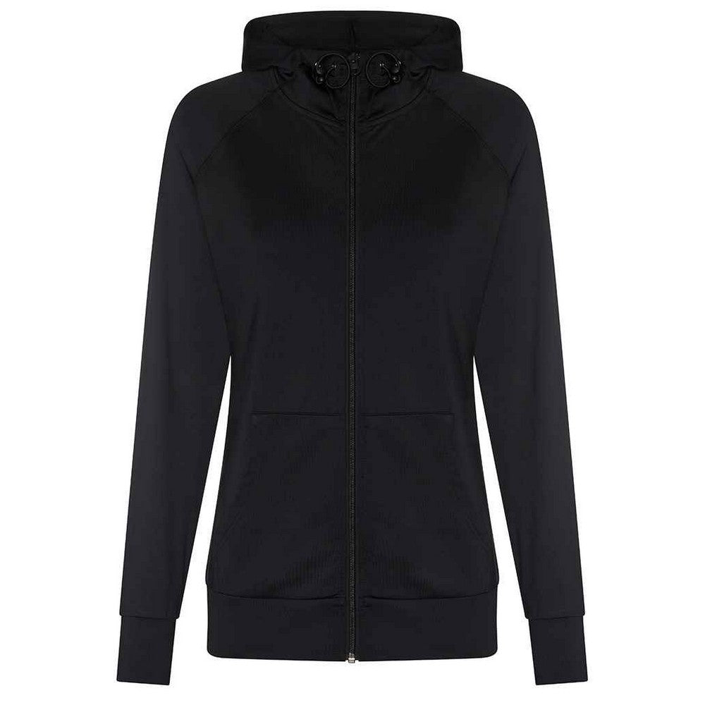 Jet Black - Front - AWDis Cool Womens-Ladies Zoodie Contrast Full Zip Hoodie