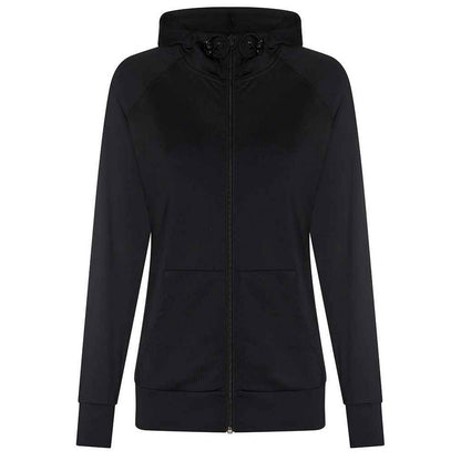 Jet Black - Front - AWDis Cool Womens-Ladies Zoodie Contrast Full Zip Hoodie