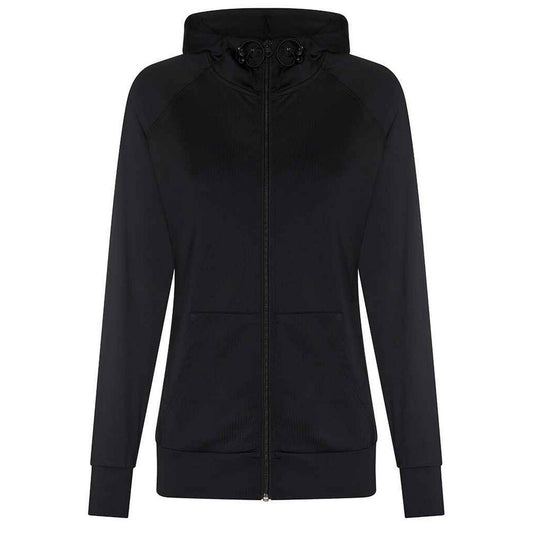 Jet Black - Front - AWDis Cool Womens-Ladies Zoodie Contrast Full Zip Hoodie