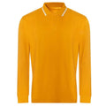 Mustard-White - Front - Awdis Mens Tipped Long-Sleeved Polo Shirt