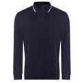 Oxford Navy-White - Front - Awdis Mens Tipped Long-Sleeved Polo Shirt