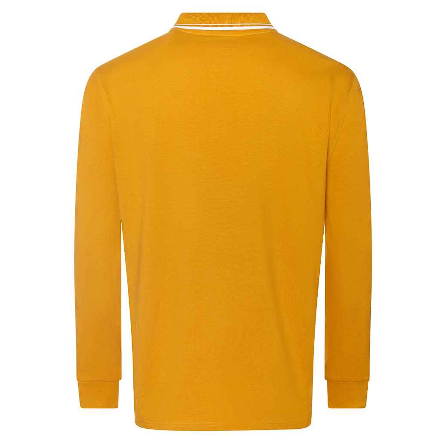 Mustard-White - Back - Awdis Mens Tipped Long-Sleeved Polo Shirt