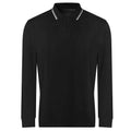 Deep Black-White - Front - Awdis Mens Tipped Long-Sleeved Polo Shirt