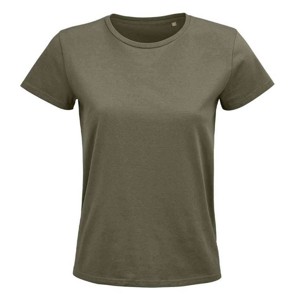 Khaki - Front - SOLS Womens-Ladies Pioneer Organic T-Shirt