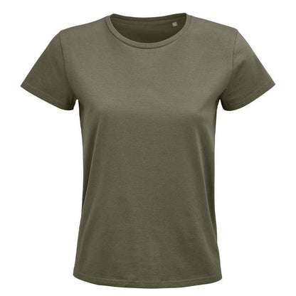 Khaki - Front - SOLS Womens-Ladies Pioneer Organic T-Shirt