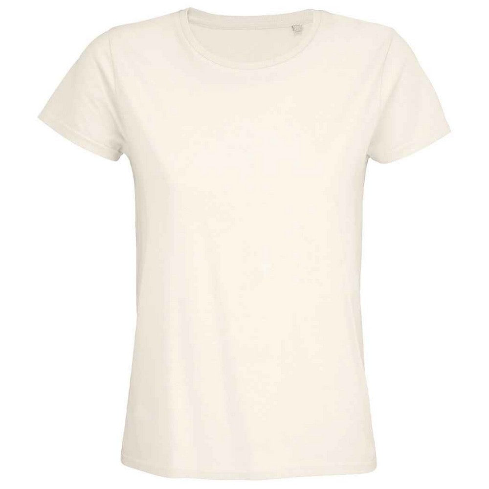 Off White - Front - SOLS Womens-Ladies Pioneer Organic T-Shirt