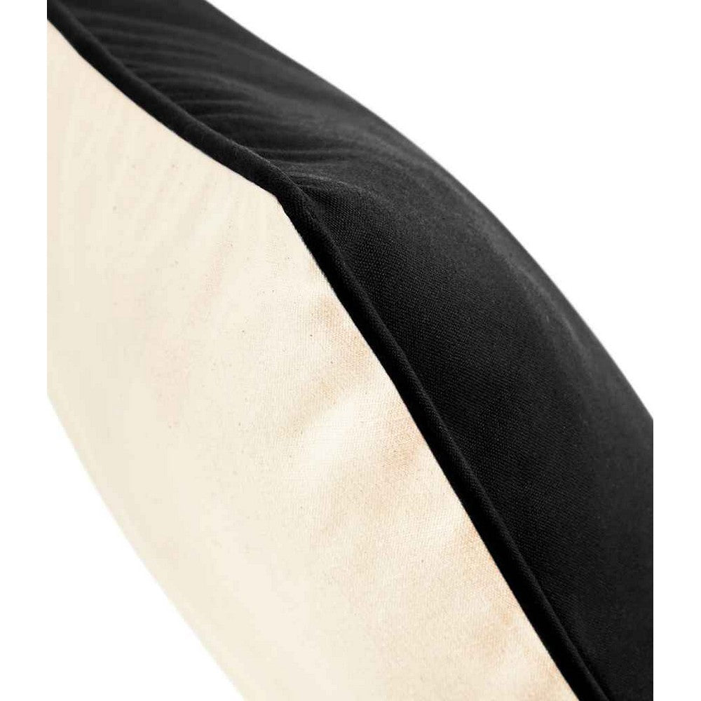 Natural-Black - Back - Westford Mill Fairtrade Piped Cushion Cover