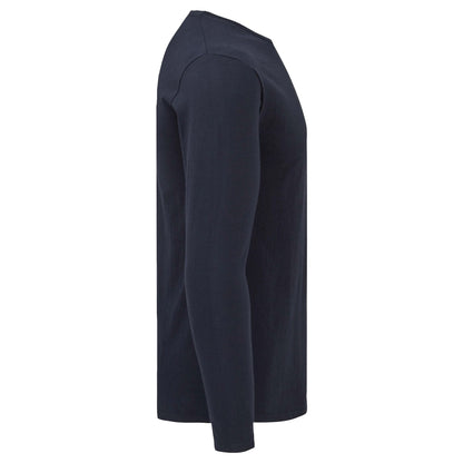Deep Navy - Side - Fruit Of The Loom Mens Iconic Long-Sleeved T-Shirt