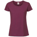 Burgundy - Front - Fruit Of The Loom Womens-Ladies Iconic Ringspun Cotton T-Shirt