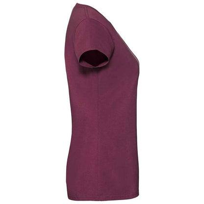 Burgundy - Side - Fruit Of The Loom Womens-Ladies Iconic Ringspun Cotton T-Shirt