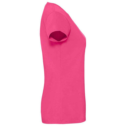 Fuchsia - Side - Fruit Of The Loom Womens-Ladies Iconic Ringspun Cotton T-Shirt