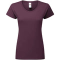 Dark Plum - Front - Fruit Of The Loom Womens-Ladies Iconic Ringspun Cotton T-Shirt