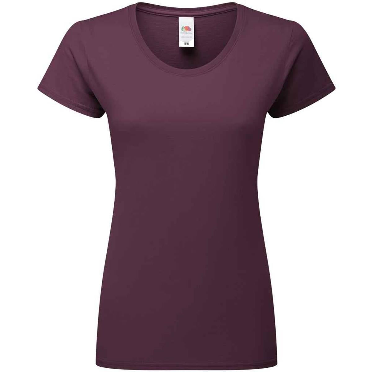 Dark Plum - Front - Fruit Of The Loom Womens-Ladies Iconic Ringspun Cotton T-Shirt