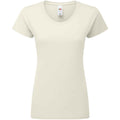 Natural - Front - Fruit Of The Loom Womens-Ladies Iconic Ringspun Cotton T-Shirt