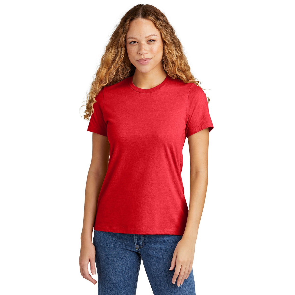 Red Mist - Side - Gildan Womens-Ladies CVC Soft Touch T-Shirt