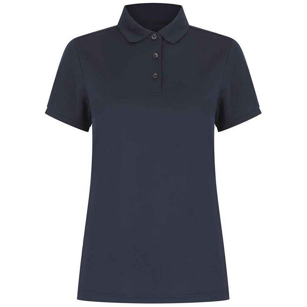 Navy - Front - Henbury Womens-Ladies Recycled Polyester Polo Shirt