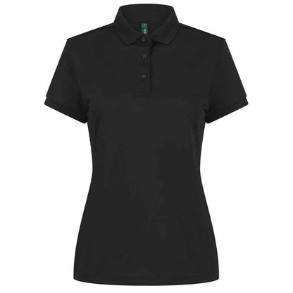 Black - Front - Henbury Womens-Ladies Recycled Polyester Polo Shirt