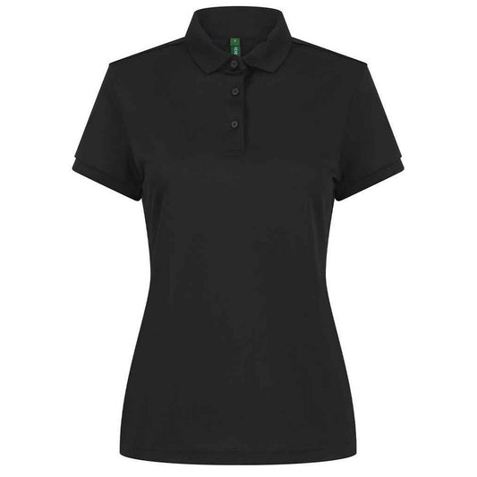 Black - Front - Henbury Womens-Ladies Recycled Polyester Polo Shirt
