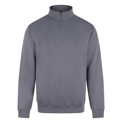 Solid Grey - Front - PRO RTX Mens Quarter Zip Sweatshirt