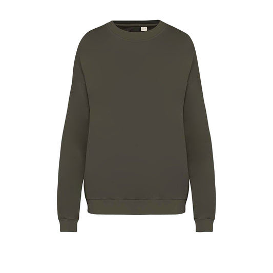 Washed Organic Khaki - Front - Native Spirit Unisex Adult Terrycloth Oversized Sweatshirt