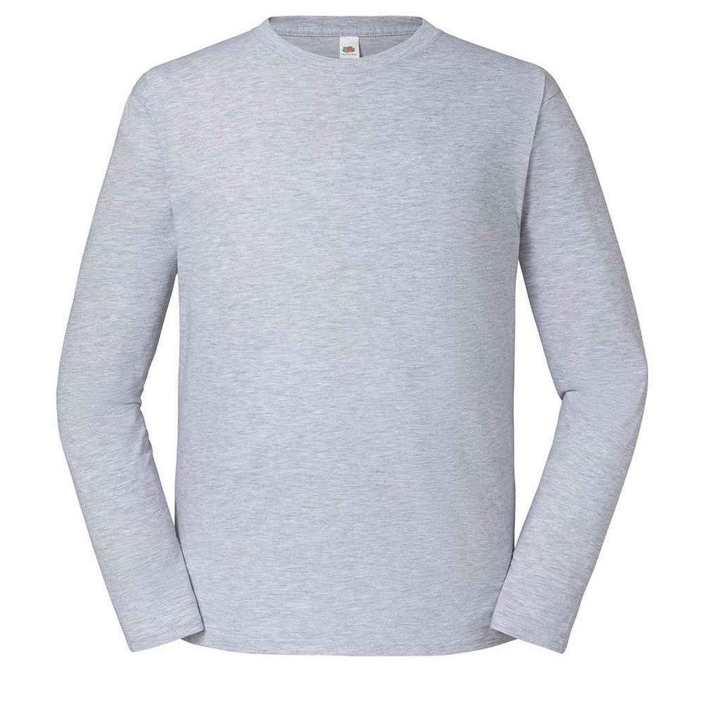 Heather Grey - Front - Fruit Of The Loom Unisex Adult Iconic 195 Premium Long-Sleeved T-Shirt