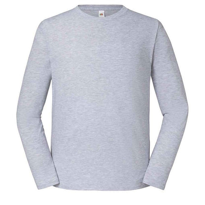 Heather Grey - Front - Fruit Of The Loom Unisex Adult Iconic 195 Premium Long-Sleeved T-Shirt