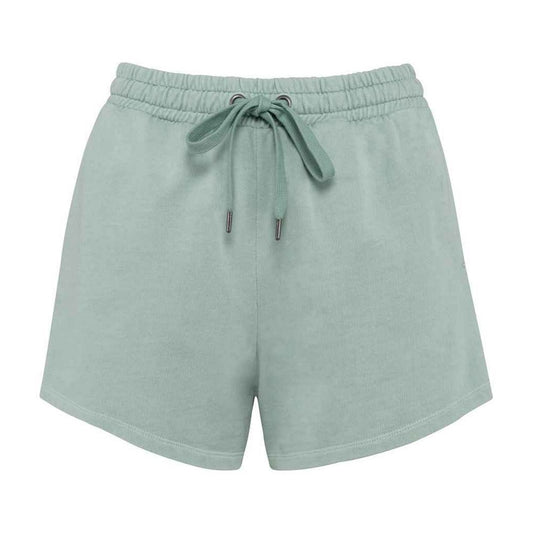 Washed Jade Green - Front - Native Spirit Womens-Ladies French Terry Shorts