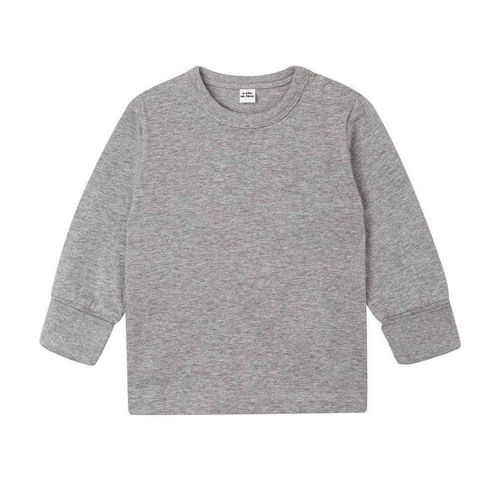 Heather Marl - Back - Babybugz Baby Shoulder Poppers Long Pyjama Set