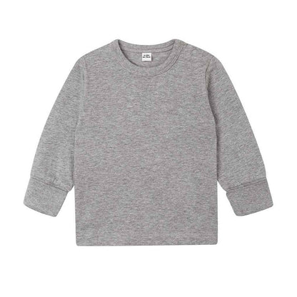 Heather Marl - Back - Babybugz Baby Shoulder Poppers Long Pyjama Set