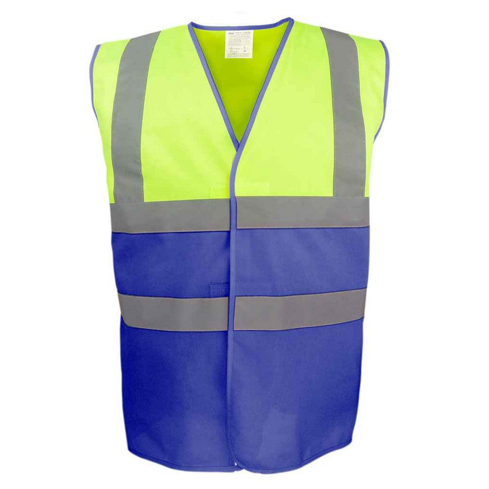 Yellow-Royal Blue - Front - Yoko Unisex Adult Two Tone Hi-Vis Vest
