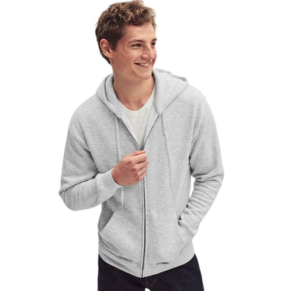 Heather Grey - Side - Fruit of the Loom Unisex Adult Premium Full Zip Hoodie