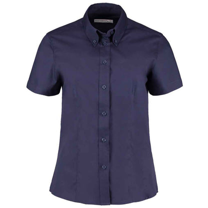 Midnight Navy - Front - Kustom Kit Womens-Ladies Premium Oxford Tailored Short-Sleeved Shirt