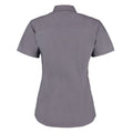 Charcoal - Back - Kustom Kit Womens-Ladies Premium Oxford Tailored Short-Sleeved Shirt