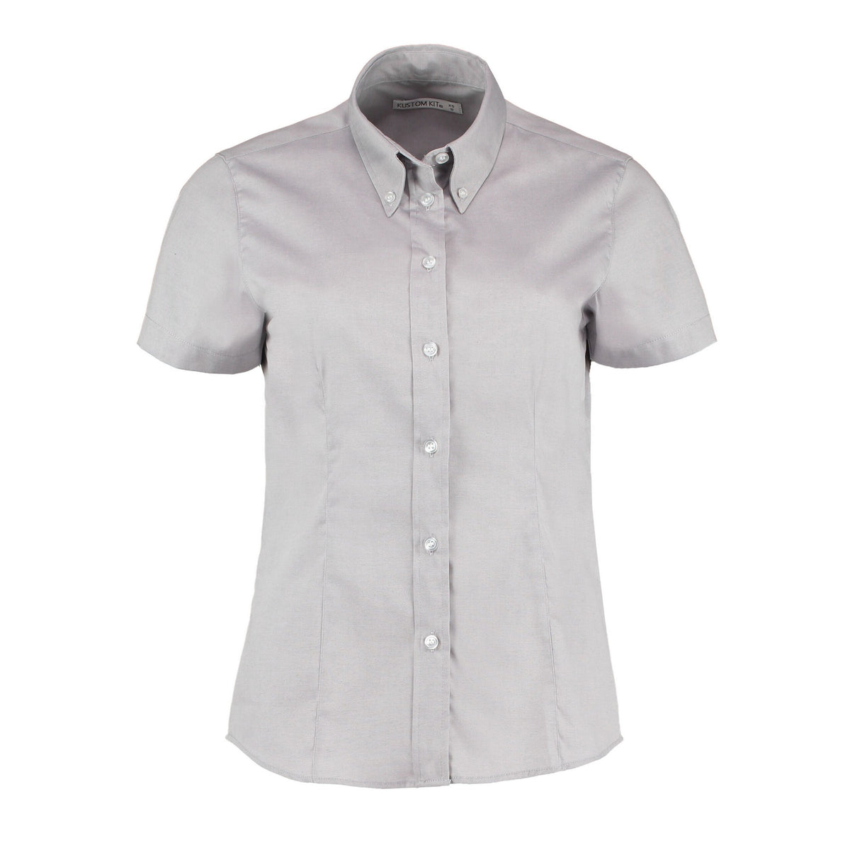 Silver - Front - Kustom Kit Womens-Ladies Premium Oxford Tailored Short-Sleeved Shirt