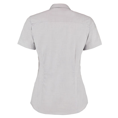 Silver - Back - Kustom Kit Womens-Ladies Premium Oxford Tailored Short-Sleeved Shirt
