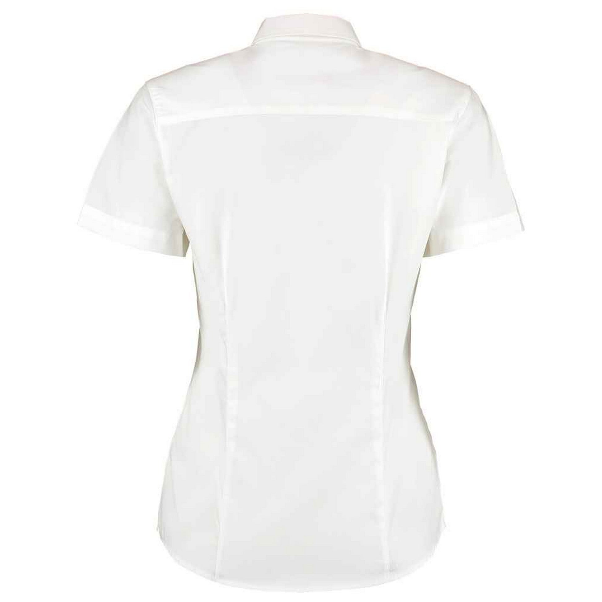White - Back - Kustom Kit Womens-Ladies Premium Oxford Tailored Short-Sleeved Shirt