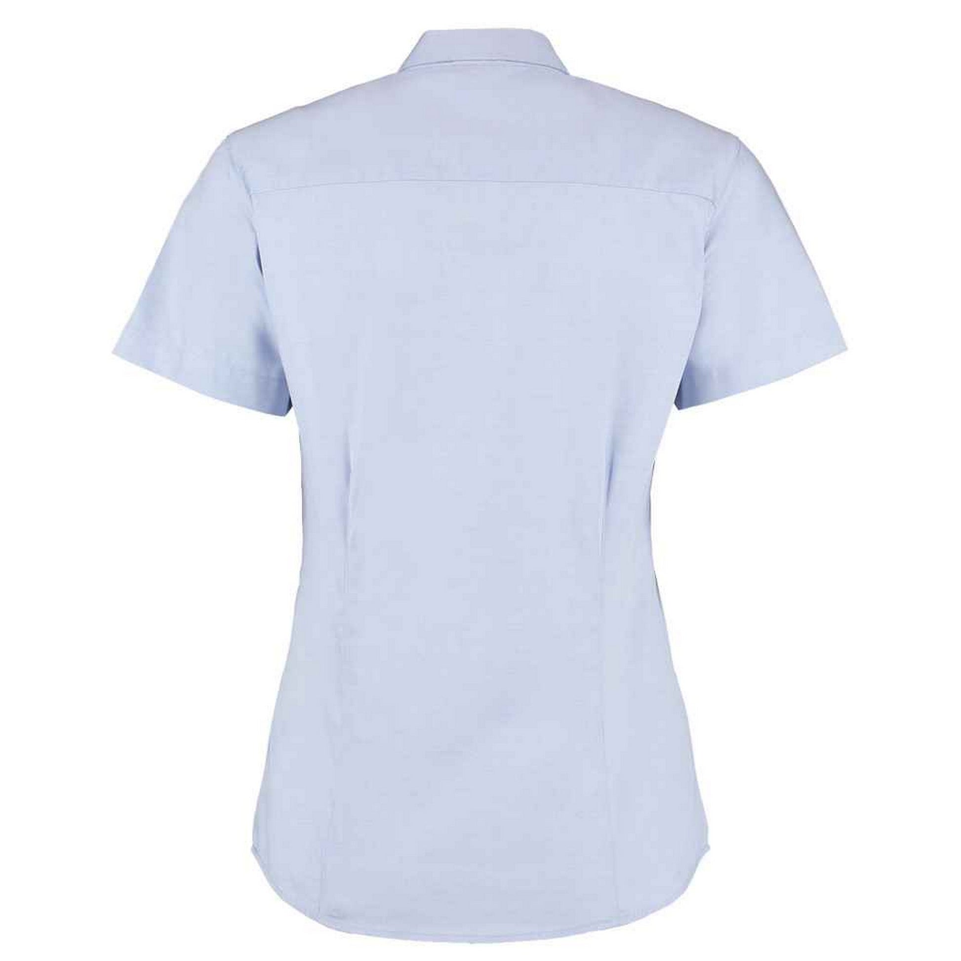 Light Blue - Back - Kustom Kit Womens-Ladies Premium Oxford Tailored Short-Sleeved Shirt