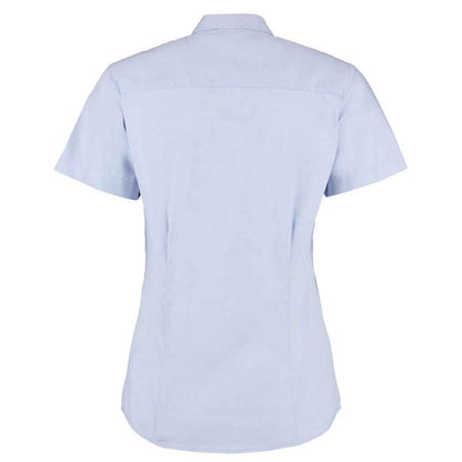 Light Blue - Back - Kustom Kit Womens-Ladies Premium Oxford Tailored Short-Sleeved Shirt