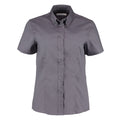 Charcoal - Front - Kustom Kit Womens-Ladies Premium Oxford Tailored Short-Sleeved Shirt